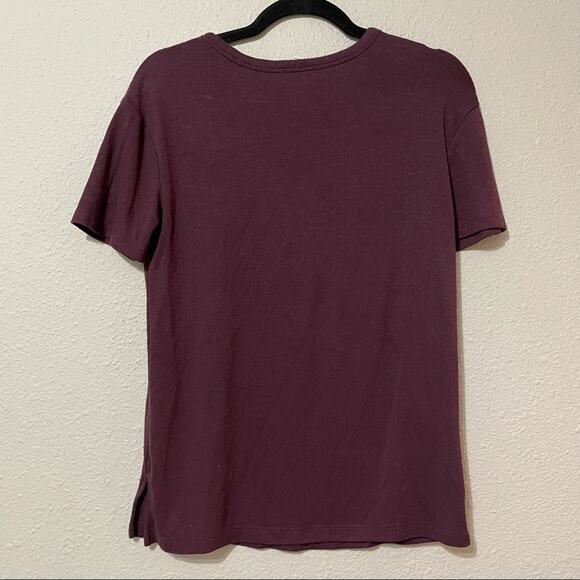 Wilfred Free Aritzia Burgundy Crew Neck Short Sleeve Tee Shirt Womens XS Classic - Picture 3 of 5